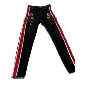 Topshop Moto‎ Jamie Skinny Jeans Womens Size 26 X30 Floral Embroidered Y2k 90's